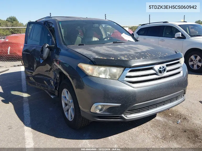 TOYOTA HIGHLANDER 2012, VIN 5TDZK3EH5CS060942