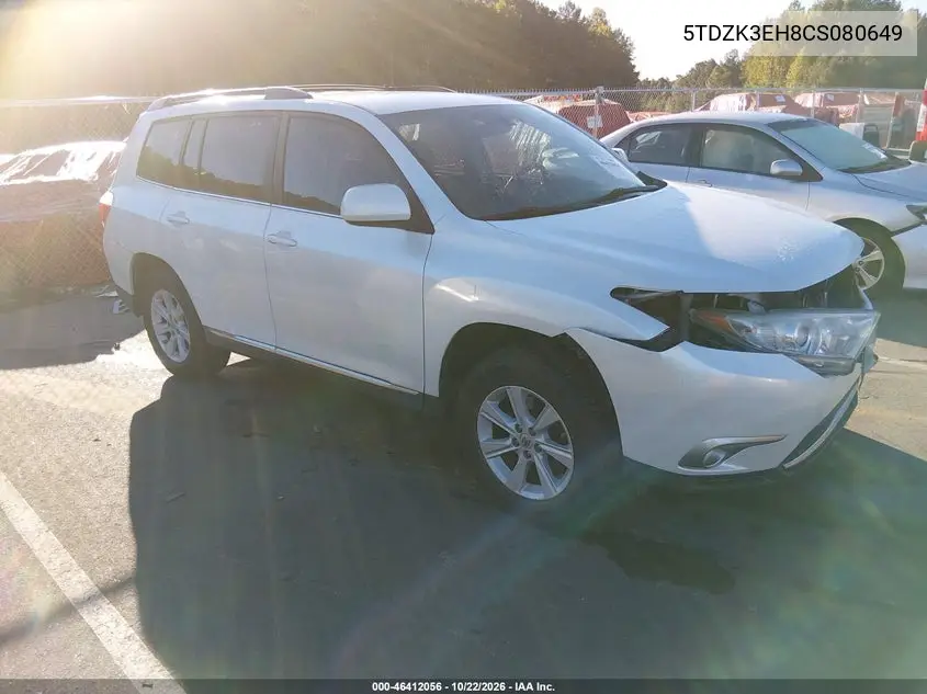 TOYOTA HIGHLANDER 2012, VIN 5TDZK3EH8CS080649
