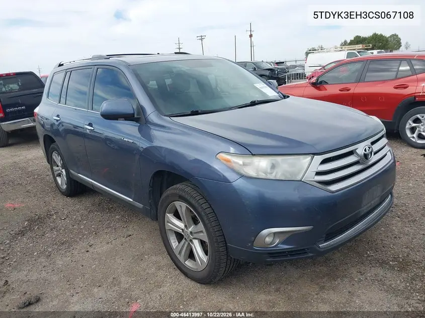 TOYOTA HIGHLANDER 2012, VIN 5TDYK3EH3CS067108