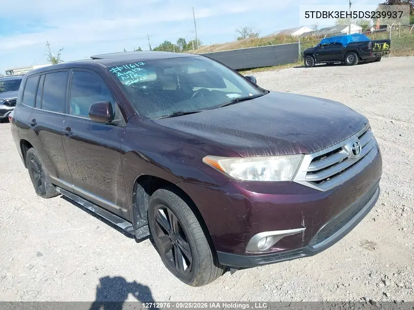 TOYOTA HIGHLANDER 2013, VIN 5TDBK3EH5DS239937