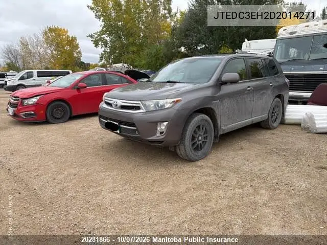 TOYOTA HIGHLANDER 2013, VIN JTEDC3EH2D2014271