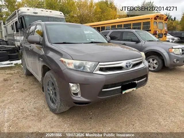 2013 TOYOTA HIGHLANDER VIN JTEDC3EH2D2014271 — фото 2