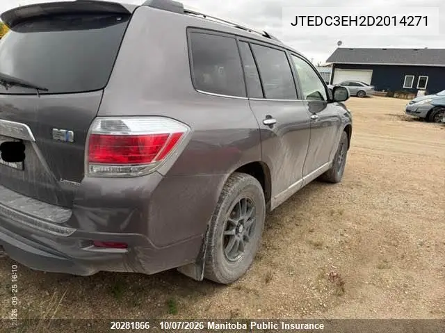 2013 TOYOTA HIGHLANDER VIN JTEDC3EH2D2014271 — фото 3