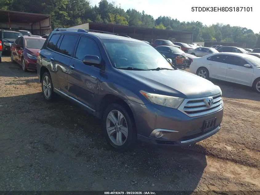 TOYOTA HIGHLANDER 2013, VIN 5TDDK3EH8DS187101