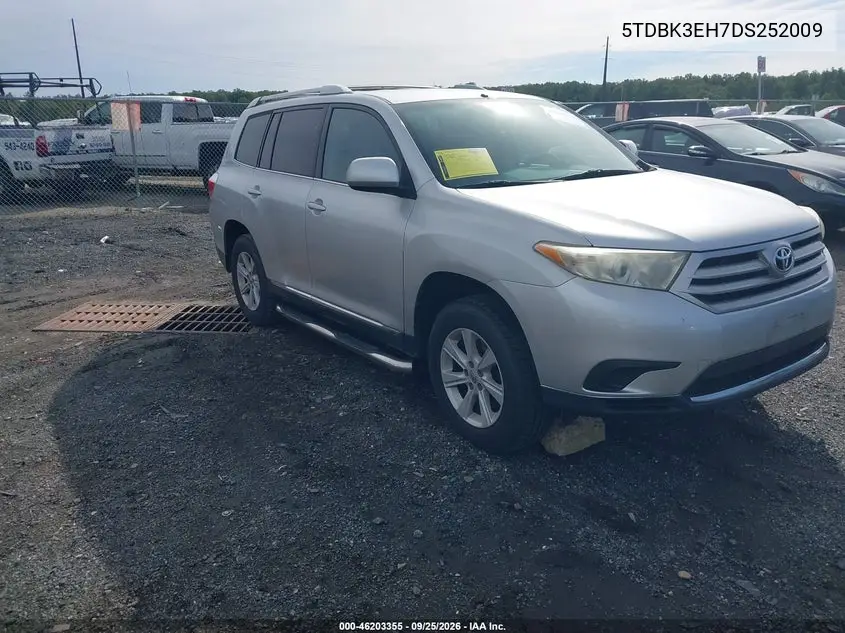 TOYOTA HIGHLANDER 2013, VIN 5TDBK3EH7DS252009