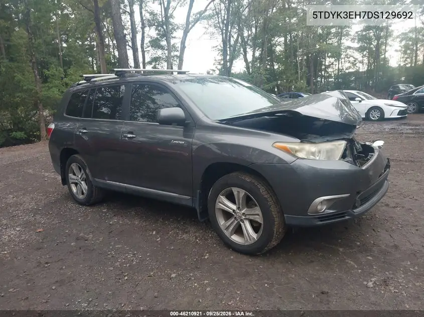 TOYOTA HIGHLANDER 2013, VIN 5TDYK3EH7DS129692