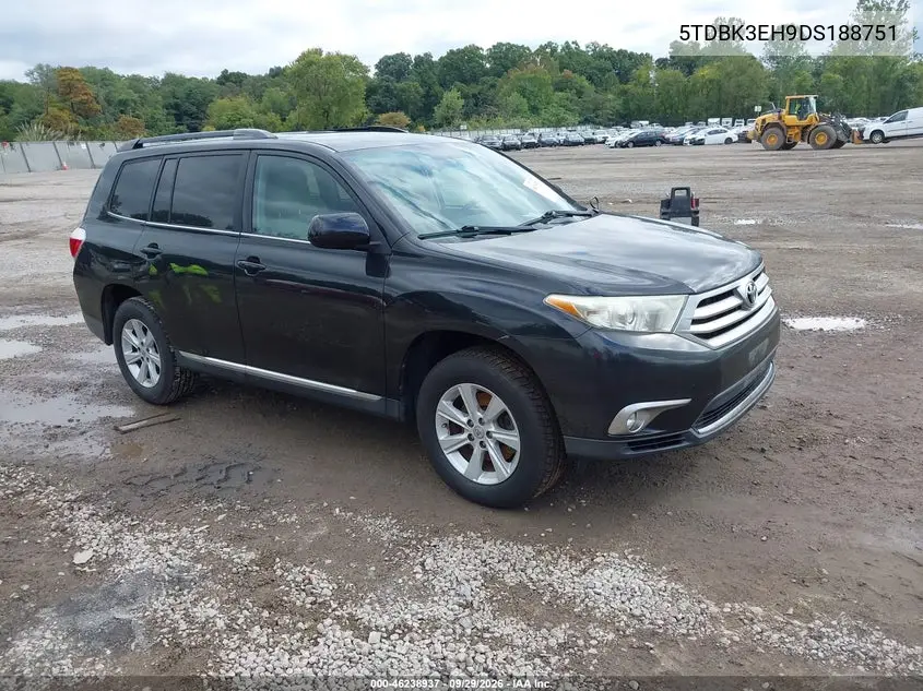 TOYOTA HIGHLANDER 2013, VIN 5TDBK3EH9DS188751