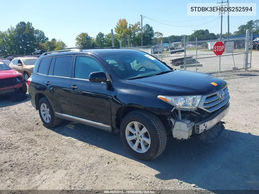 TOYOTA HIGHLANDER 2013, VIN 5TDBK3EH0DS252594
