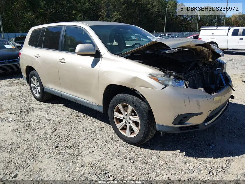 TOYOTA HIGHLANDER 2013, VIN 5TDBK3EH3DS236972