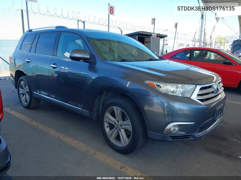 TOYOTA HIGHLANDER 2013, VIN 5TDDK3EH3DS176135