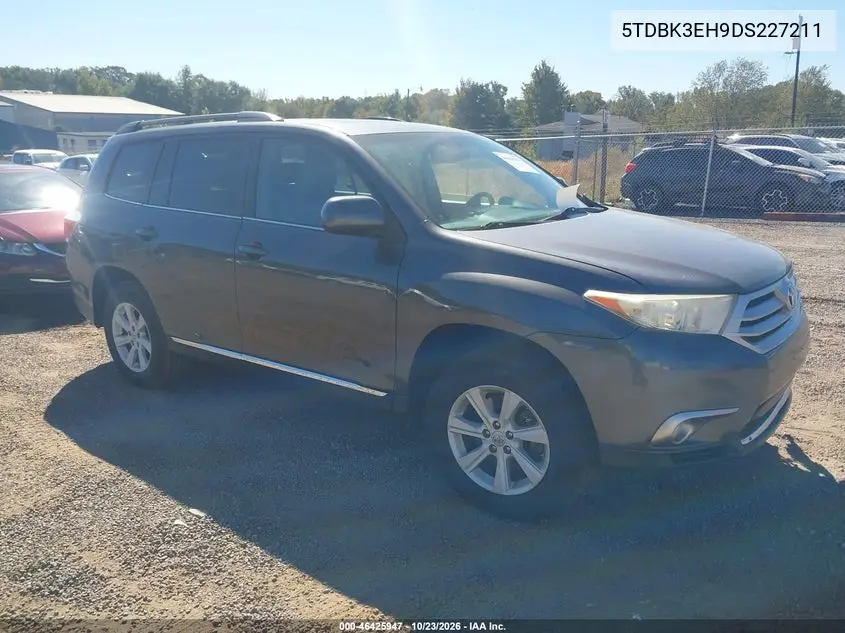 TOYOTA HIGHLANDER 2013, VIN 5TDBK3EH9DS227211