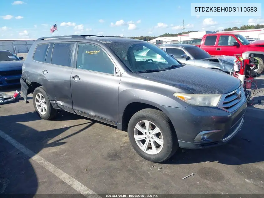 TOYOTA HIGHLANDER 2013, VIN 5TDZK3EH0DS110583