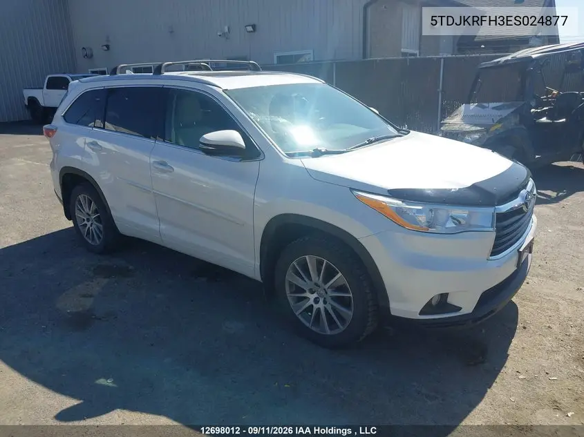 TOYOTA HIGHLANDER 2014, VIN 5TDJKRFH3ES024877
