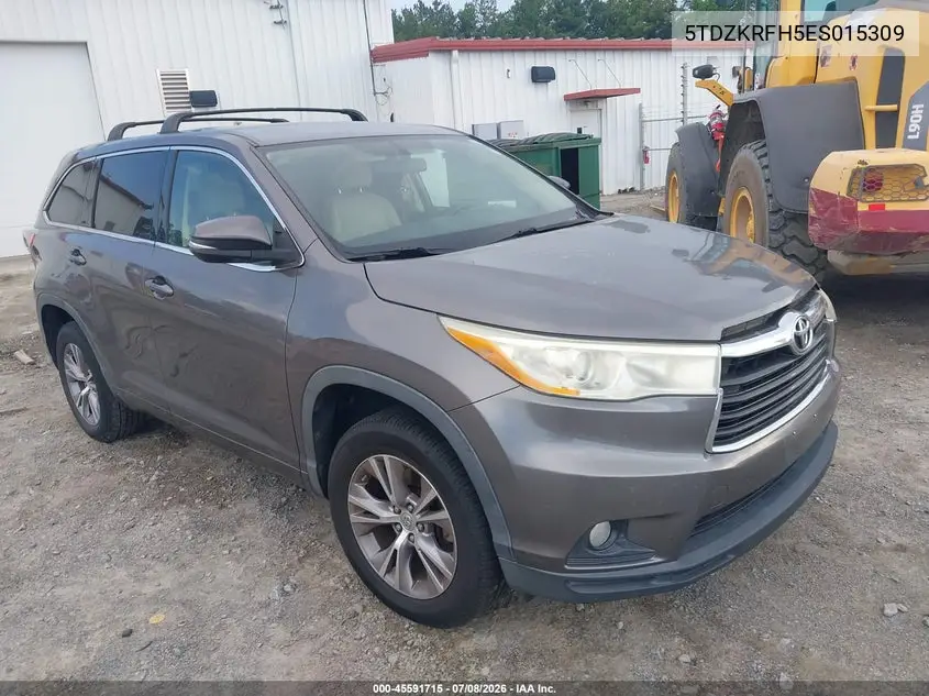 TOYOTA HIGHLANDER 2014, VIN 5TDZKRFH5ES015309