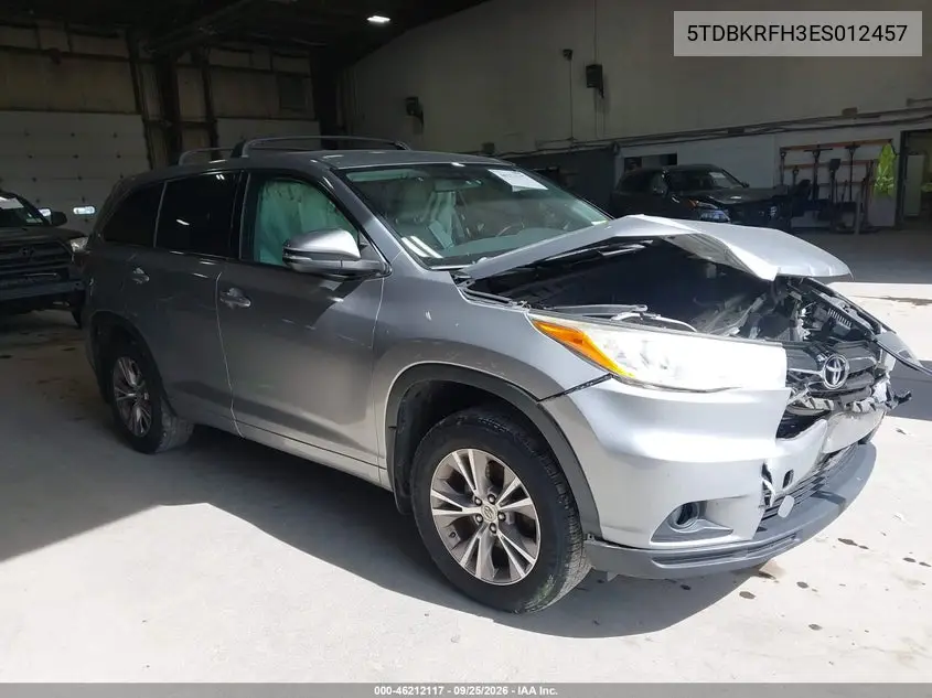 TOYOTA HIGHLANDER 2014, VIN 5TDBKRFH3ES012457