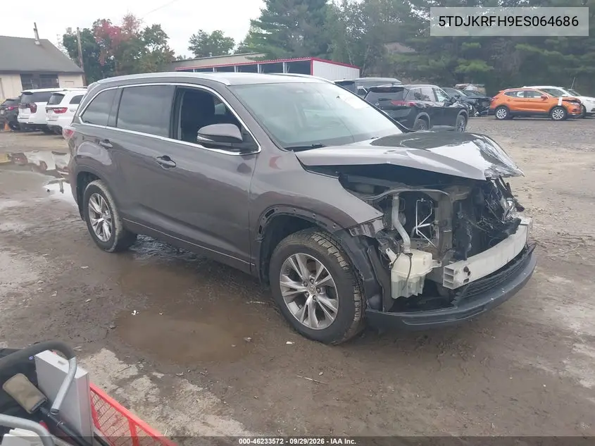 TOYOTA HIGHLANDER 2014, VIN 5TDJKRFH9ES064686