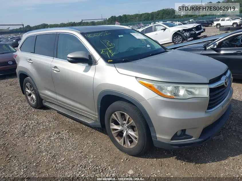 TOYOTA HIGHLANDER 2014, VIN 5TDJKRFH7ES062919