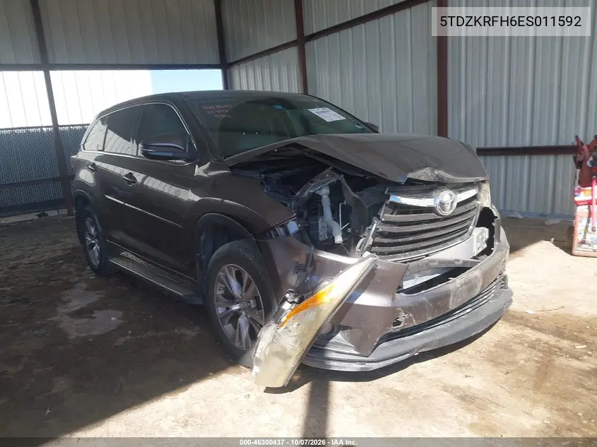 TOYOTA HIGHLANDER 2014, VIN 5TDZKRFH6ES011592