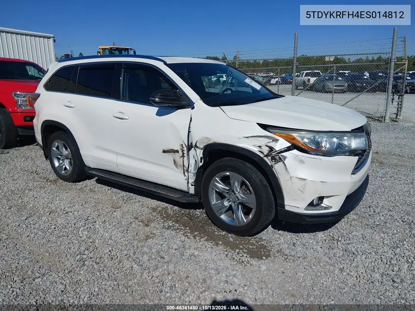 TOYOTA HIGHLANDER 2014, VIN 5TDYKRFH4ES014812
