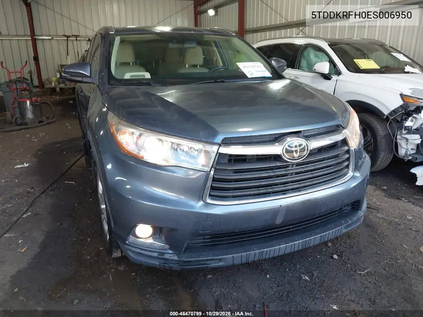 TOYOTA HIGHLANDER 2014, VIN 5TDDKRFH0ES006950