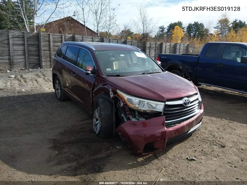 TOYOTA HIGHLANDER 2014, VIN 5TDJKRFH3ES019128