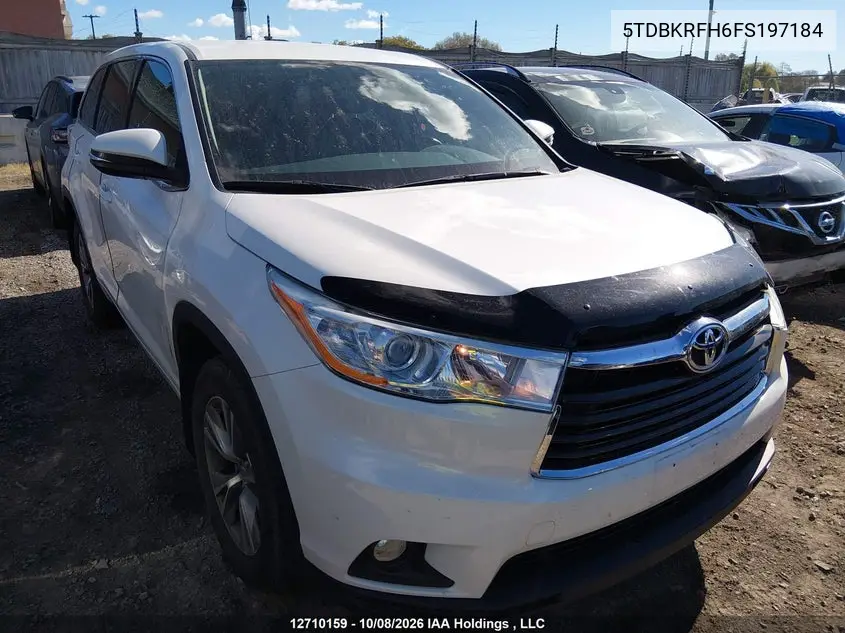 TOYOTA HIGHLANDER 2015, VIN 5TDBKRFH6FS197184