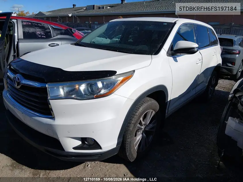 2015 TOYOTA HIGHLANDER VIN 5TDBKRFH6FS197184 — фото 2