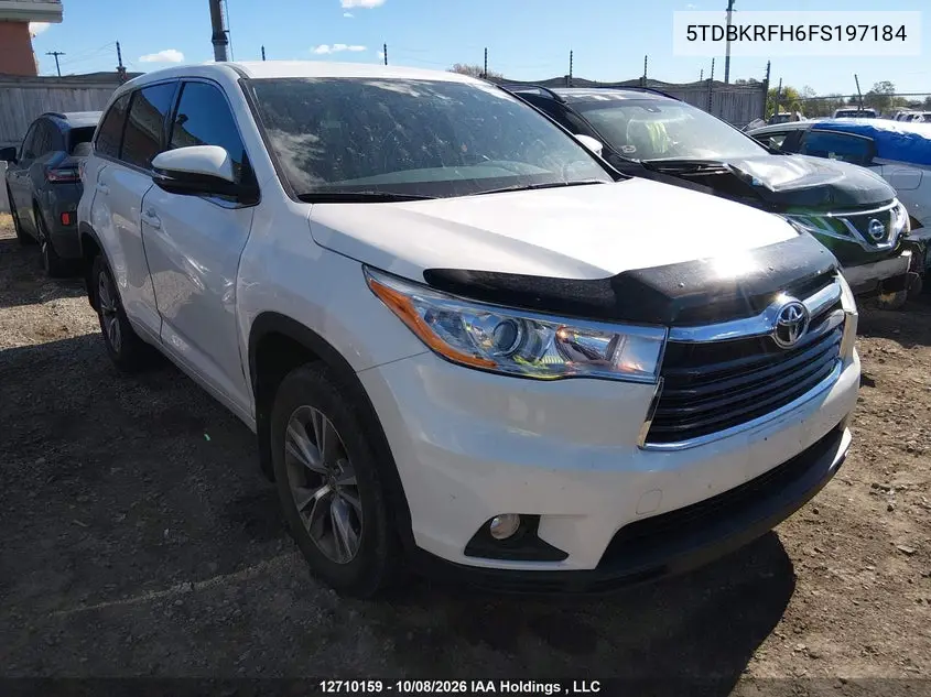 2015 TOYOTA HIGHLANDER VIN 5TDBKRFH6FS197184 — фото 3