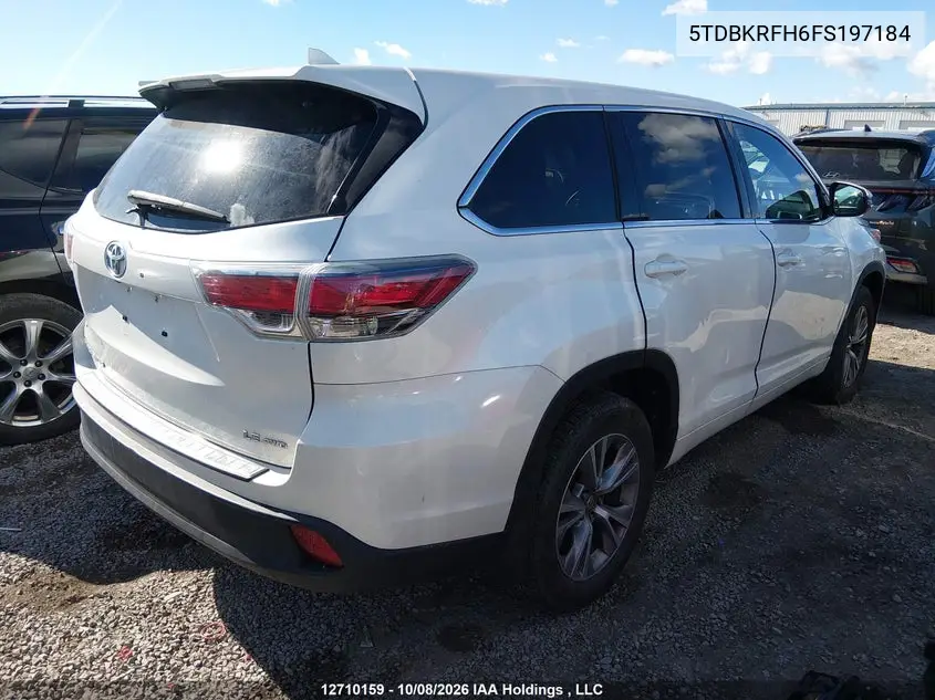 2015 TOYOTA HIGHLANDER VIN 5TDBKRFH6FS197184 — фото 4