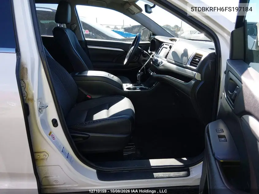 2015 TOYOTA HIGHLANDER VIN 5TDBKRFH6FS197184 — фото 5
