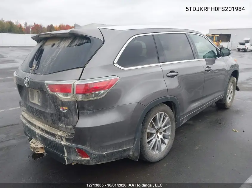2015 TOYOTA HIGHLANDER VIN 5TDJKRFH0FS201984 — фото 4