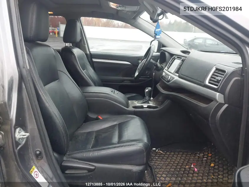 2015 TOYOTA HIGHLANDER VIN 5TDJKRFH0FS201984 — фото 5