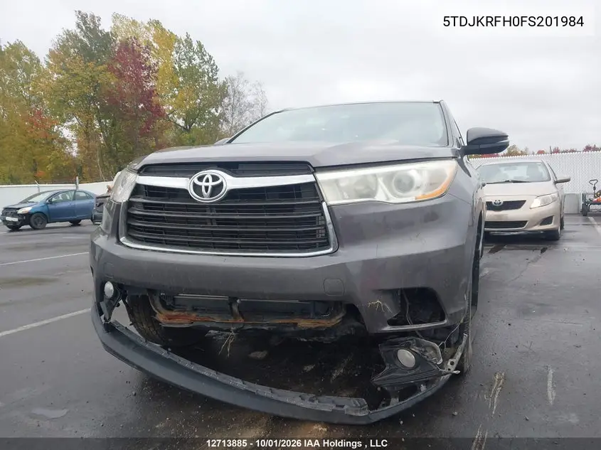 2015 TOYOTA HIGHLANDER VIN 5TDJKRFH0FS201984 — фото 6