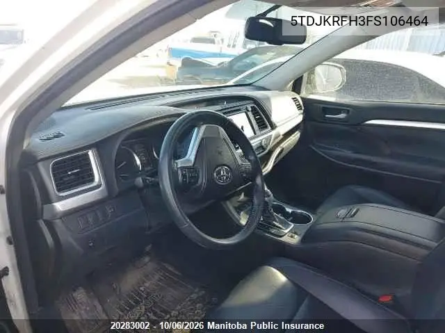 2015 TOYOTA HIGHLANDER VIN 5TDJKRFH3FS106464 — фото 5