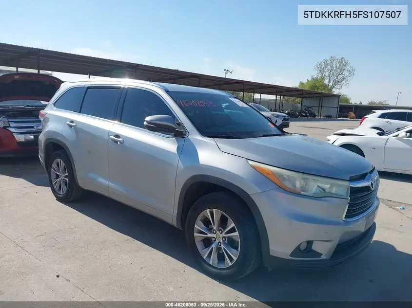 TOYOTA HIGHLANDER 2015, VIN 5TDKKRFH5FS107507