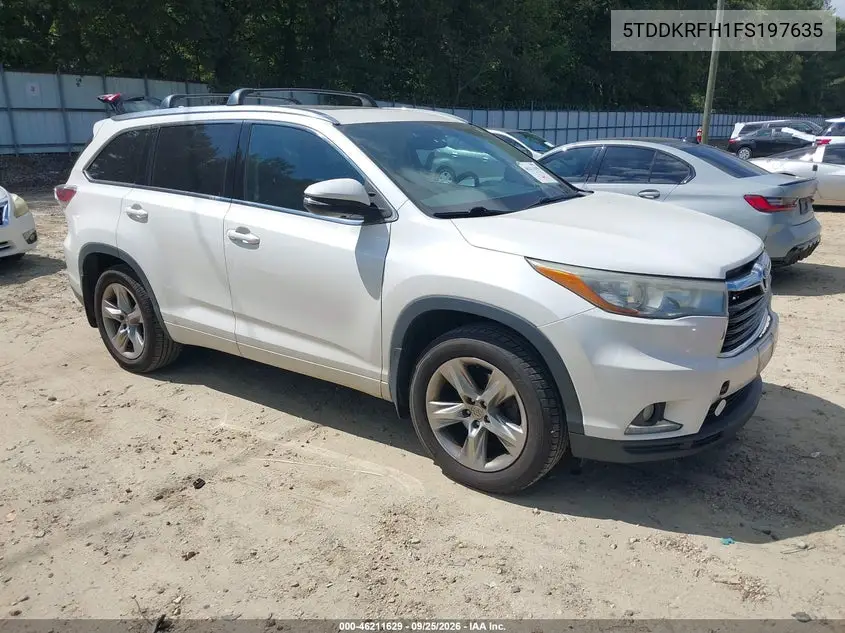 TOYOTA HIGHLANDER 2015, VIN 5TDDKRFH1FS197635