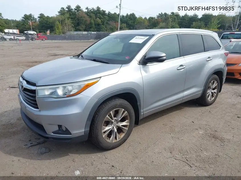 2015 TOYOTA HIGHLANDER VIN 5TDJKRFH4FS199835 — фото 2