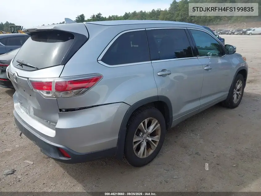 2015 TOYOTA HIGHLANDER VIN 5TDJKRFH4FS199835 — фото 4
