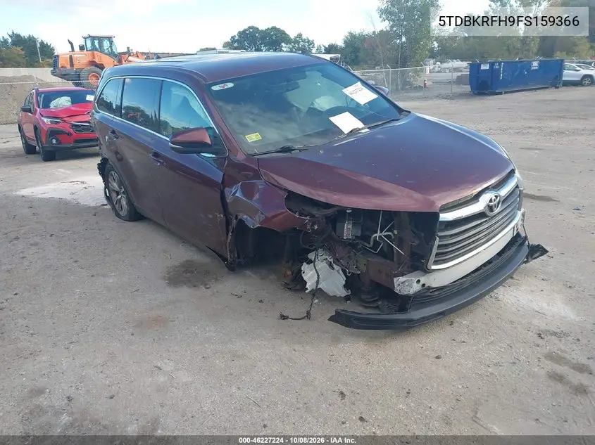 TOYOTA HIGHLANDER 2015, VIN 5TDBKRFH9FS159366
