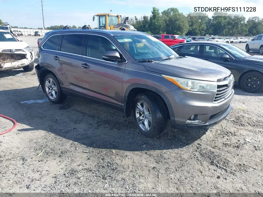 TOYOTA HIGHLANDER 2015, VIN 5TDDKRFH9FS111228