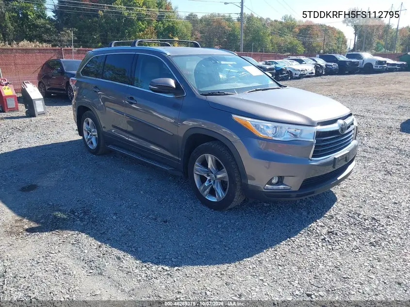 TOYOTA HIGHLANDER 2015, VIN 5TDDKRFH5FS112795