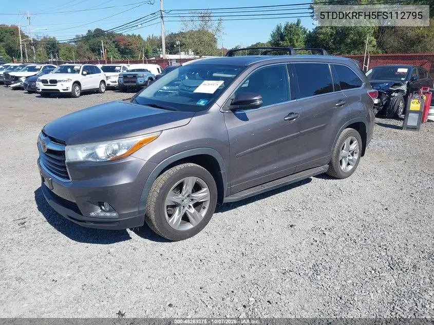 2015 TOYOTA HIGHLANDER VIN 5TDDKRFH5FS112795 — фото 2