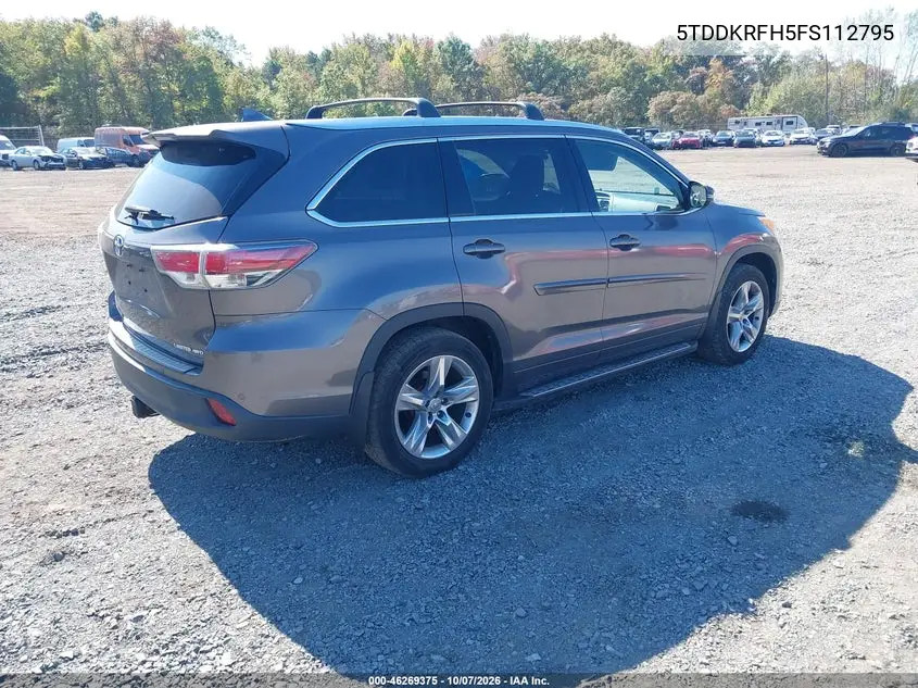2015 TOYOTA HIGHLANDER VIN 5TDDKRFH5FS112795 — фото 4