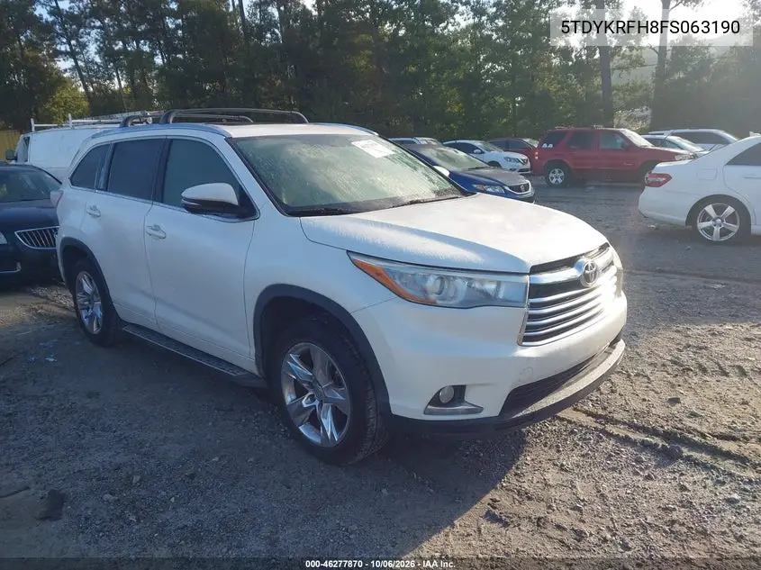 TOYOTA HIGHLANDER 2015, VIN 5TDYKRFH8FS063190