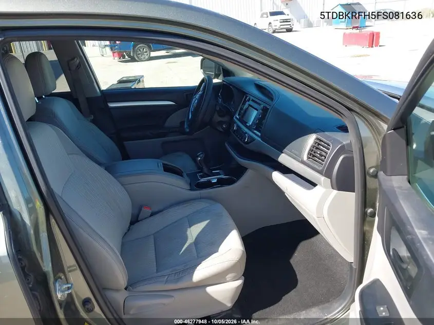2015 TOYOTA HIGHLANDER VIN 5TDBKRFH5FS081636 — фото 5