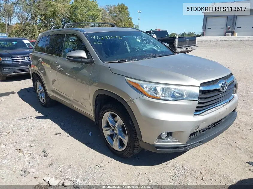 TOYOTA HIGHLANDER 2015, VIN 5TDDKRFH8FS113617