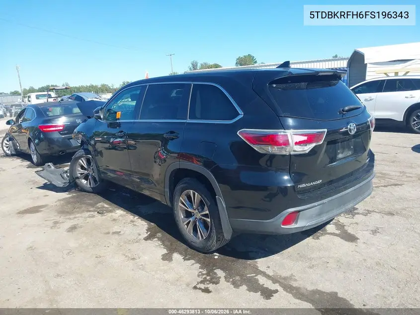 2015 TOYOTA HIGHLANDER VIN 5TDBKRFH6FS196343 — фото 3