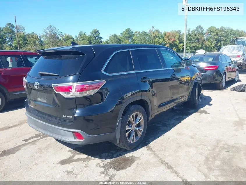 2015 TOYOTA HIGHLANDER VIN 5TDBKRFH6FS196343 — фото 4