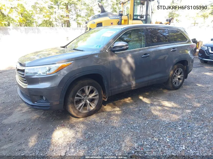 2015 TOYOTA HIGHLANDER VIN 5TDJKRFH6FS105390 — фото 2