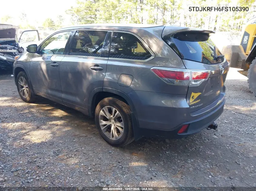 2015 TOYOTA HIGHLANDER VIN 5TDJKRFH6FS105390 — фото 3